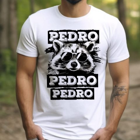 Pedro Pedro, napszemüveges mosómedvével póló