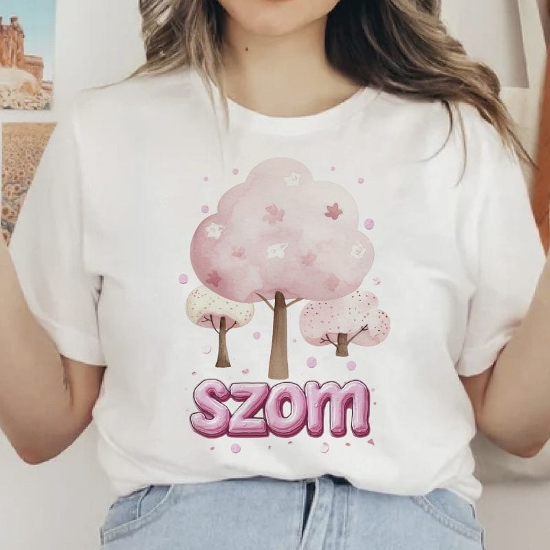 Fa-szom rózsaszín fákkal póló