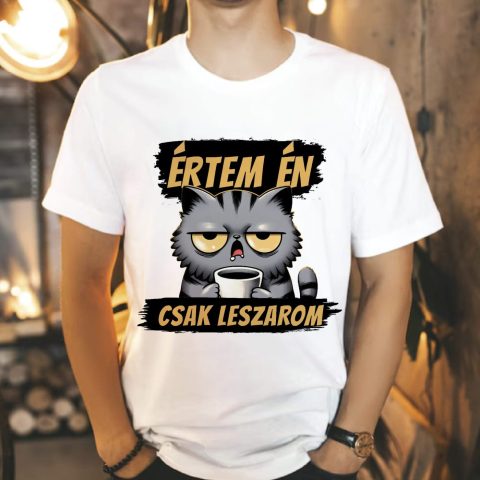 Értem én csak leszarom, kávézó unott macskával póló