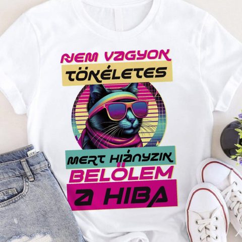 Nem vagyok tökéletes hipszter cicás póló