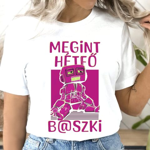 Megint hétfő b@szki rózsaszín mintás póló
