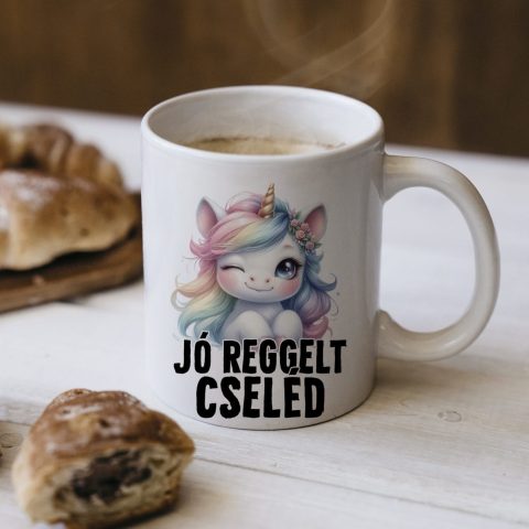 Jó reggelt cseléd, unikornissal bögre