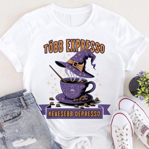 Több expresso, kevesebb depresso kávés póló