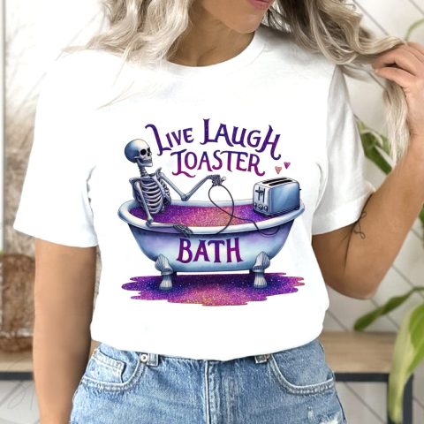 Live, laugh, toaster bath csillámfürdős póló