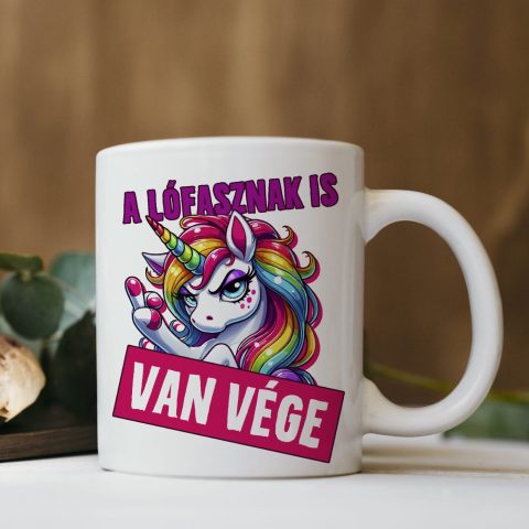 A lófasznak is van vége unikornisos bögre