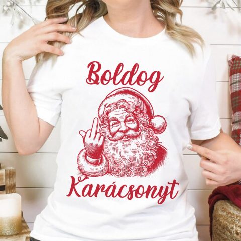 Boldog karácsonyt póló vagy pulcsi bemutatós mikulással