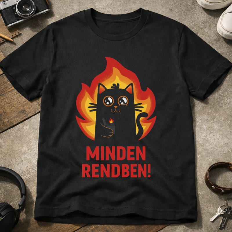 Minden rendben piromániás cicával póló vagy pulcsi