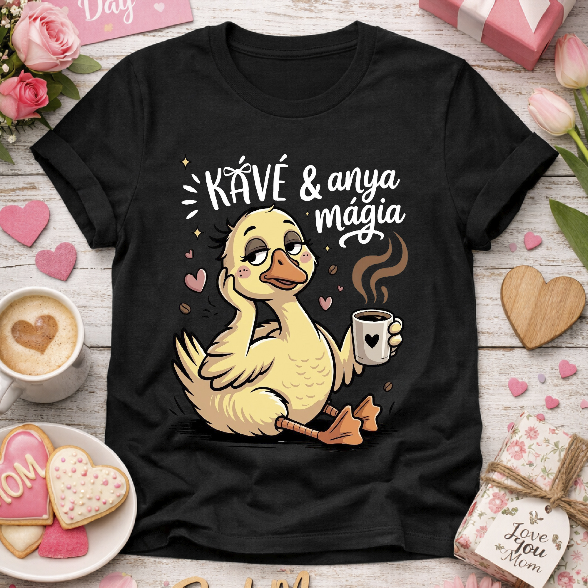 Kávé és anya mágia kacsás póló