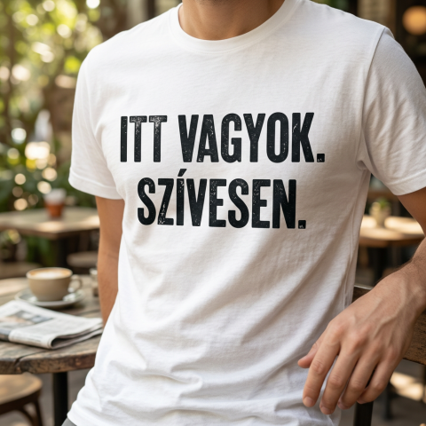 Itt vagyok.Szívesen póló