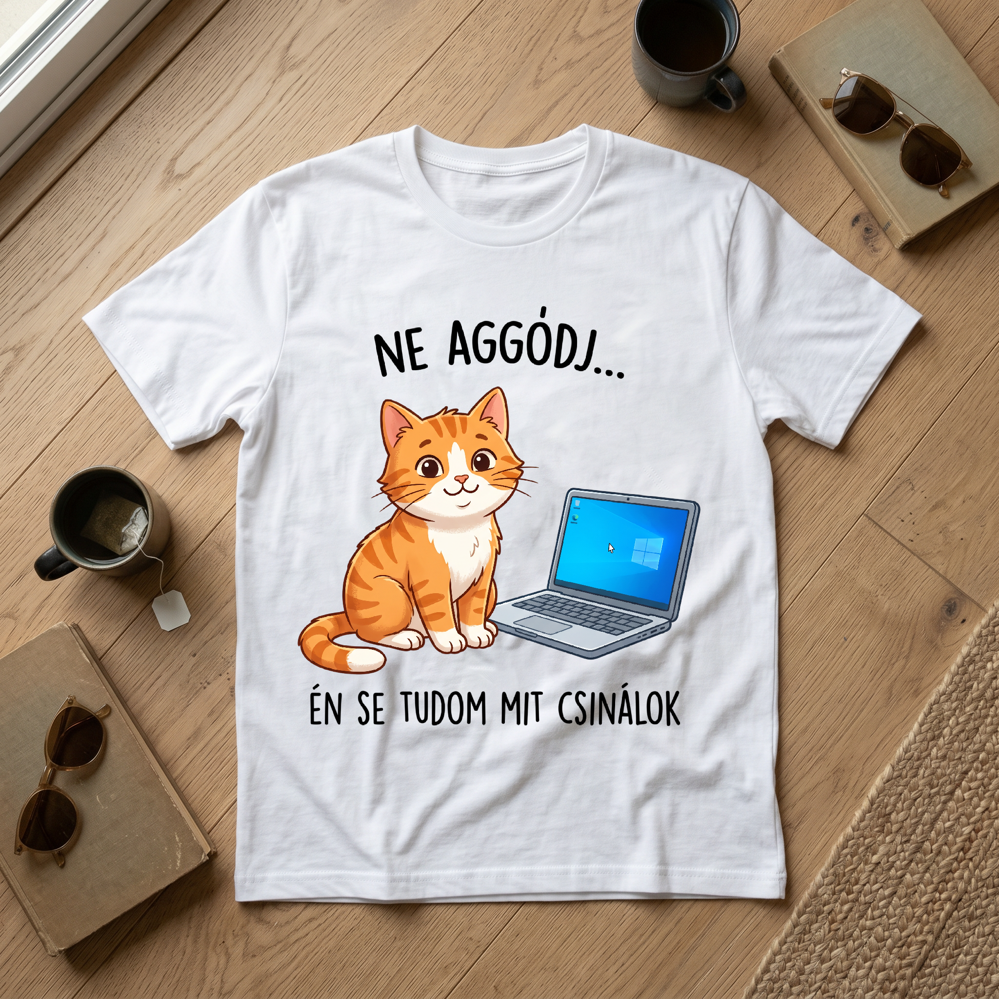 Ne aggódj én se tudom cicás póló