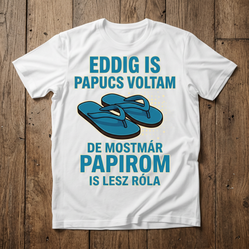 Eddig is papucs voltam póló