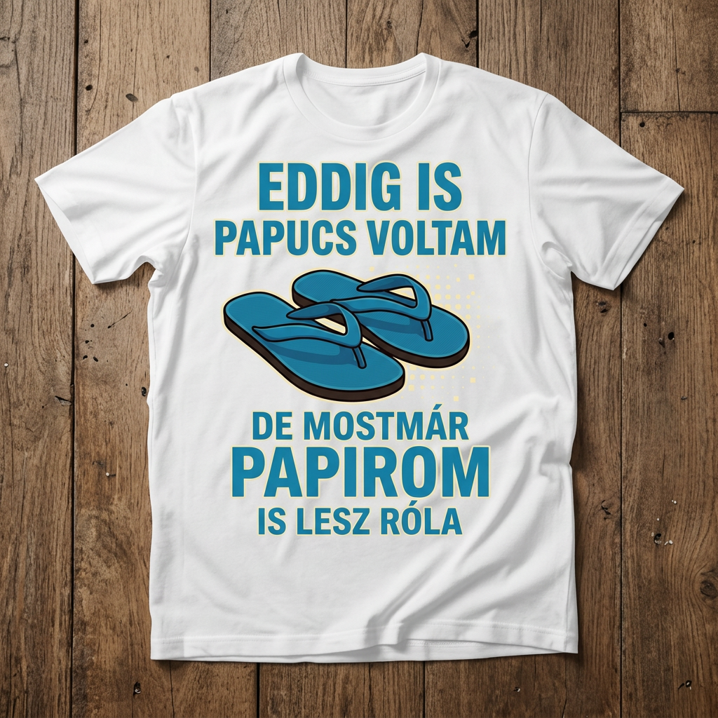 Eddig is papucs voltam póló