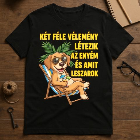 Két féle vélemény létezik póló, lazuló kutyával
