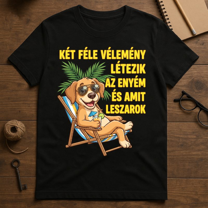 Két féle vélemény létezik póló, lazuló kutyával