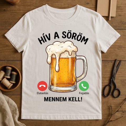 Hív a söröm mennem kell póló