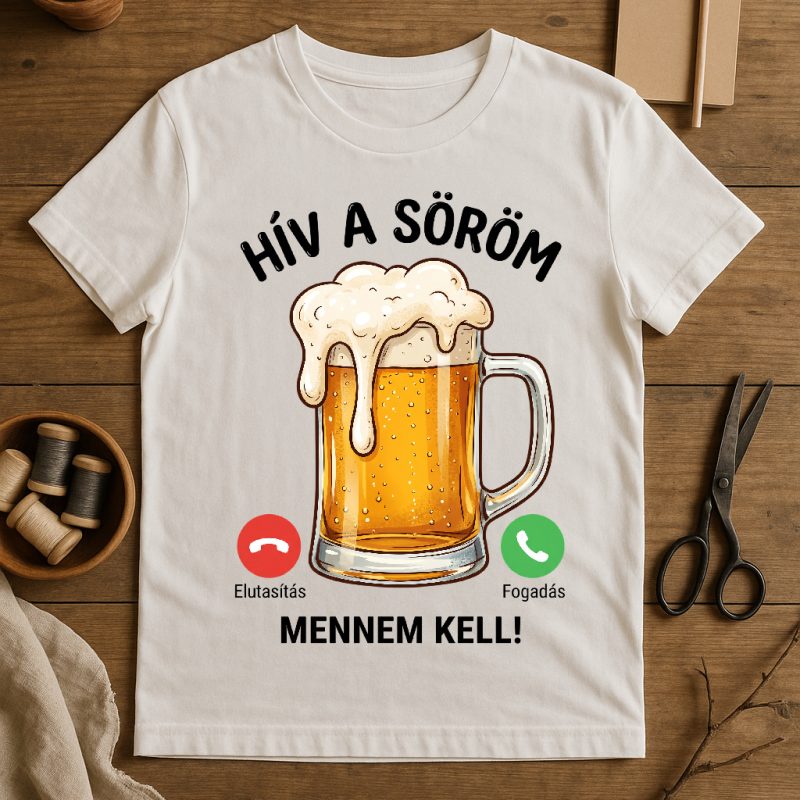 Hív a söröm mennem kell póló
