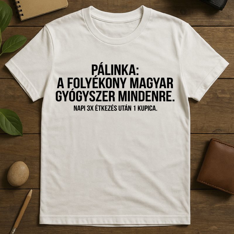 Pálinka a folyékony magyar gyógyszer póló