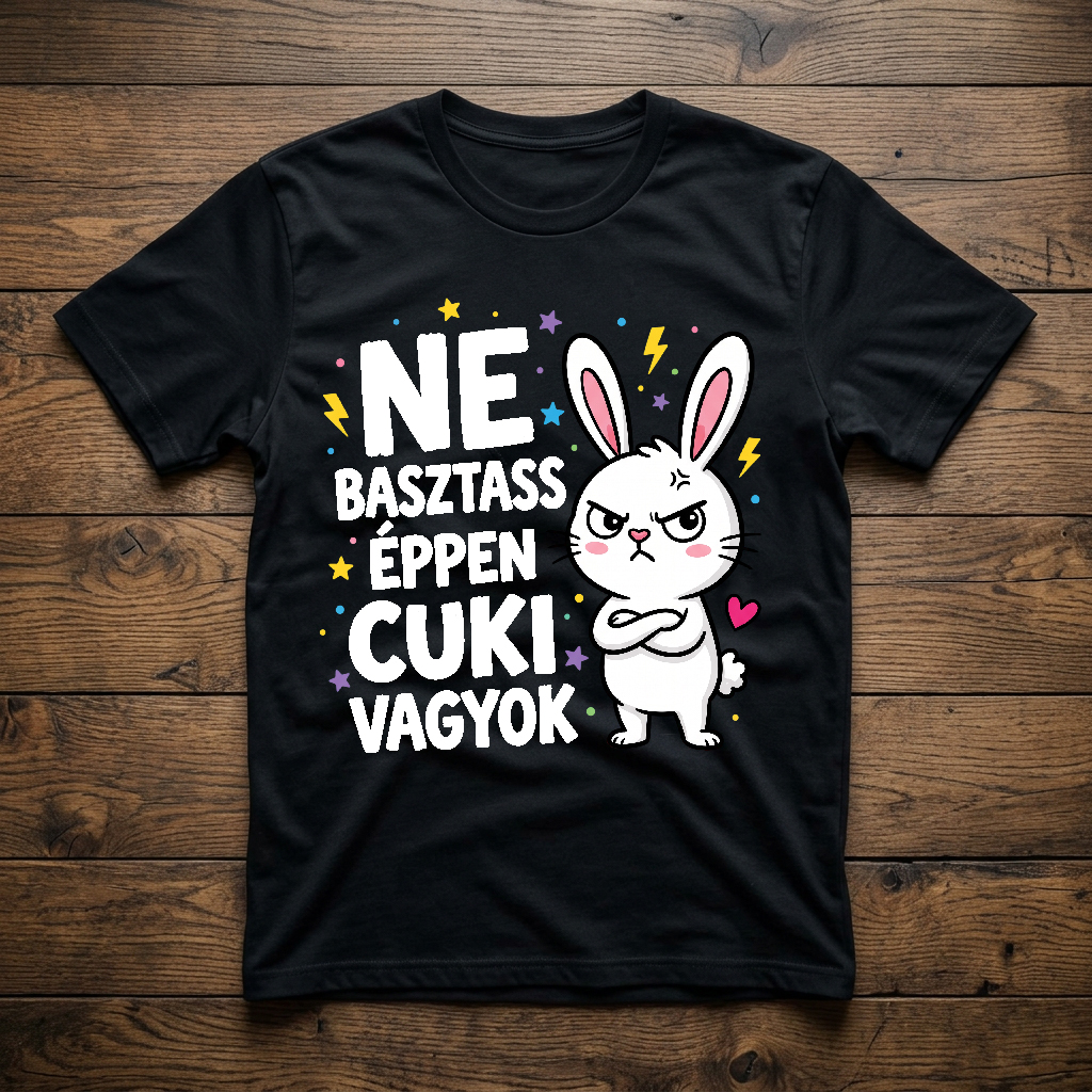 Ne basztass, éppen cuki vagyok póló, sértődött nyuszival