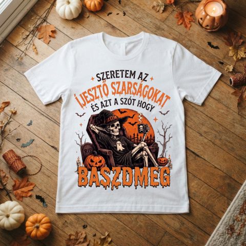 Szeretem az ijesztő szarságokat halloweeni póló