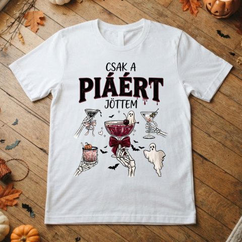 Csak a piáért jöttem halloweeni mintás póló