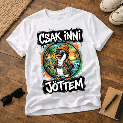 Csak inni jöttem póló laza pingvinnel