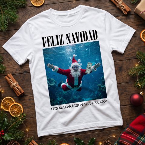 Feliz Navidad érzem a karácsonyi hangulatot póló, télapóval