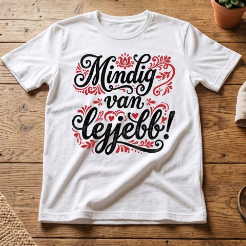 Mindig van lejjebb póló, nép mintákkal