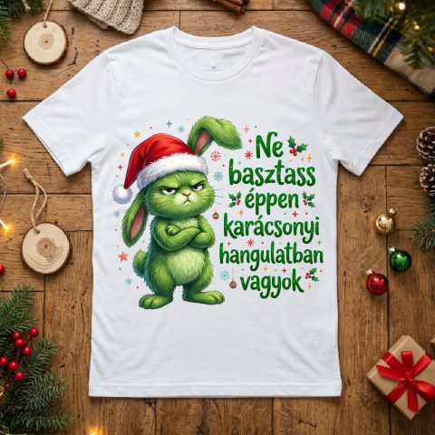 Ne basztass zöld nyuszis póló